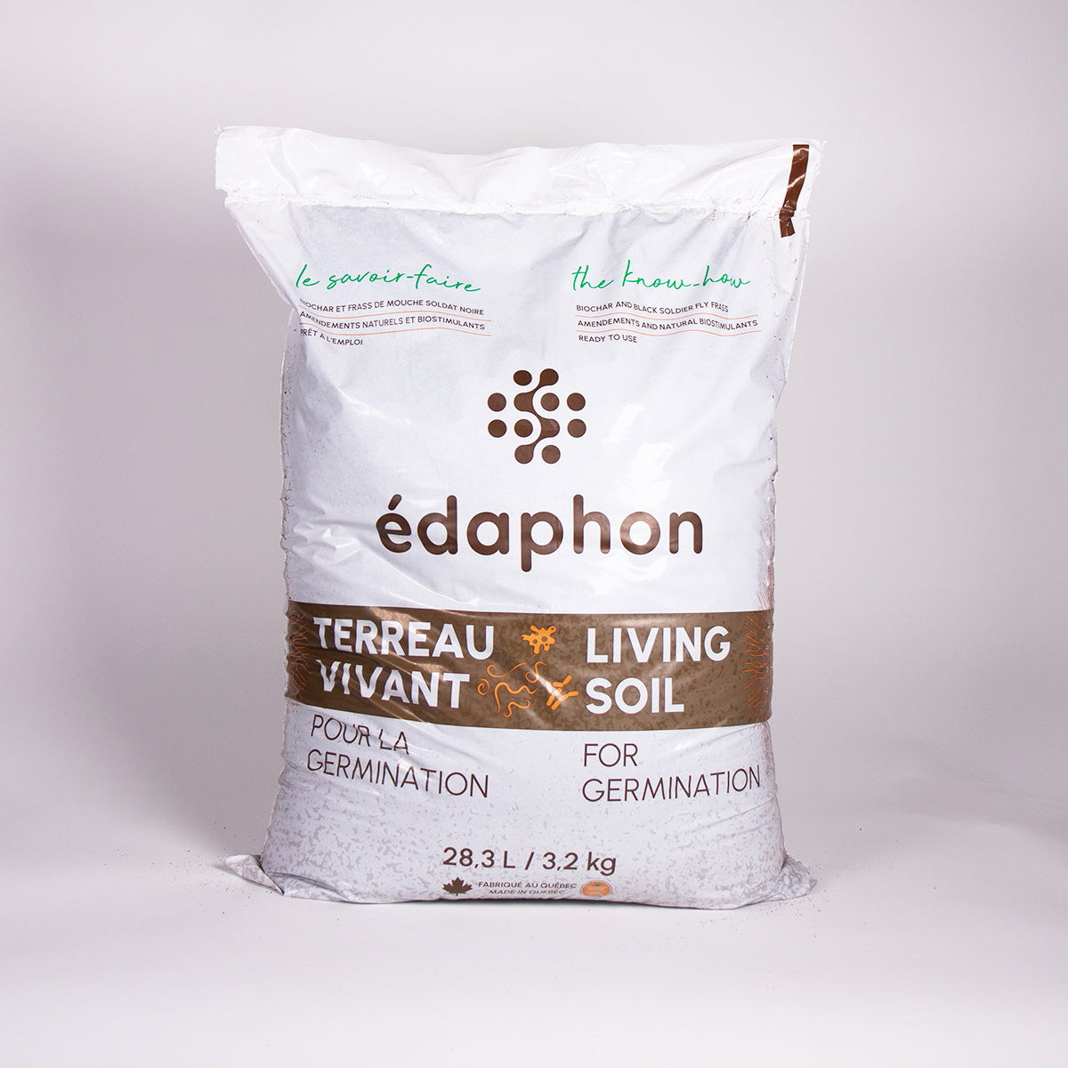Sac de 28L de terreau vivant Édaphon pour germination enrichi au biochar et frass