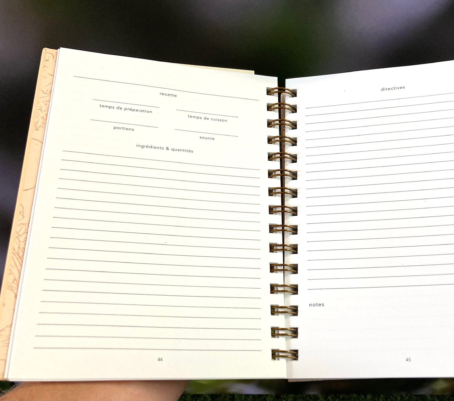 Carnet de notes pour les recettes