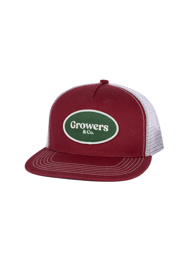 Casquette de style trucker Roma Growers & Co. vue de face sur fond neutre