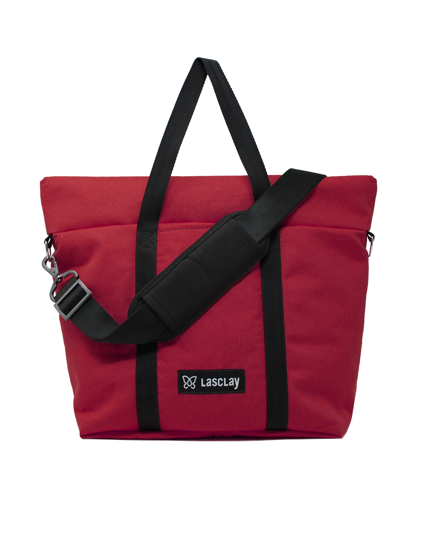 Besace isotherme rouge avec sa bandoulière noire ajustable