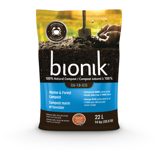 Sac de compost marin et forestier Bionik certifié bio par Québec Vrai pour potager
