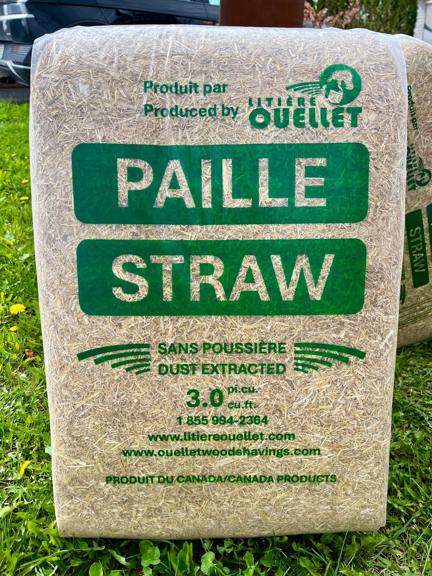 Sac compressé de 3 pi³ de paille de blé québécoise de première qualité