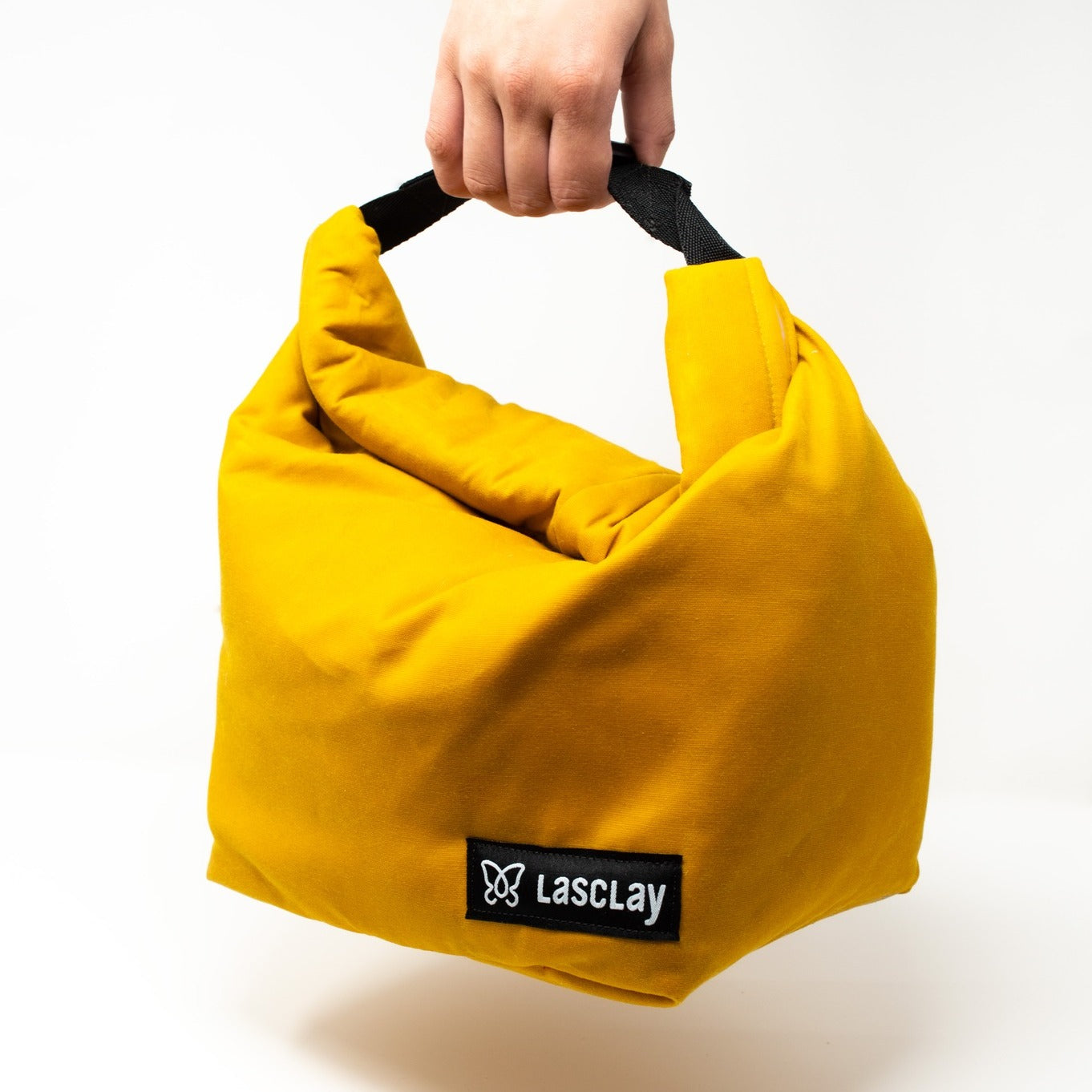 Sac à lunch jaune Lasclay tenu en main