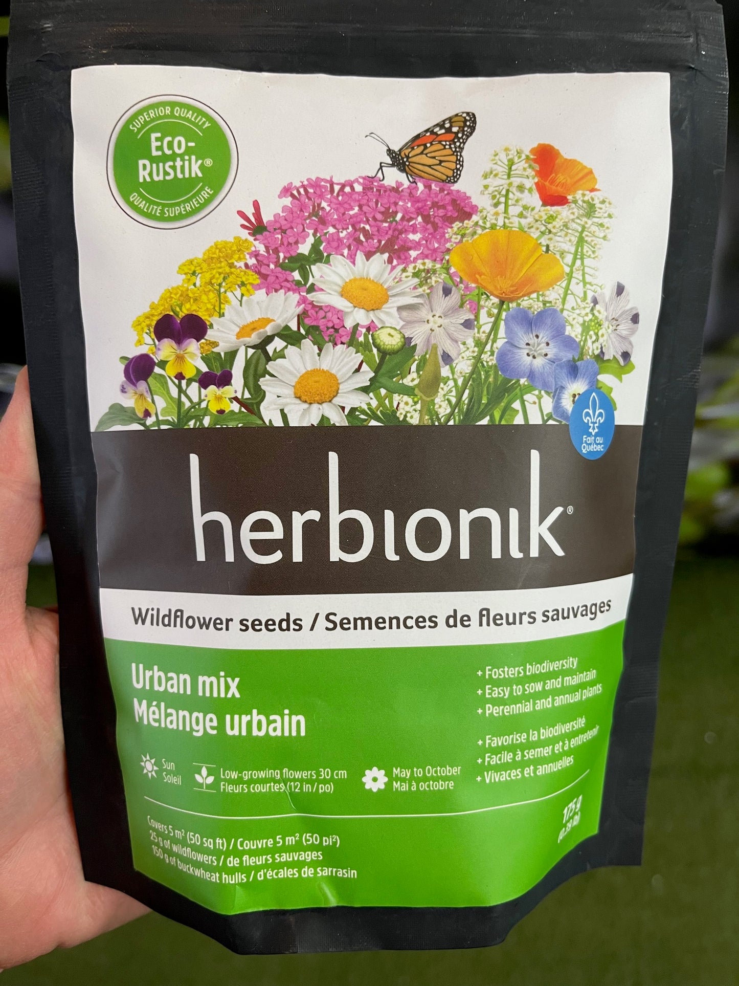 Sac de 175 g de mélange urbain de semences de fleurs sauvages Herbionik